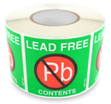 Label, Lead Free, Green, White & Red, 2" x 2"